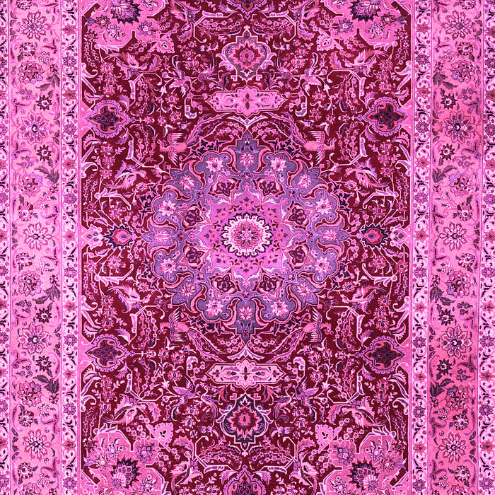 Machine Washable Medallion Pink Traditional Rug, wshtr3170pnk