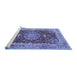 Sideview of Machine Washable Medallion Blue Traditional Rug, wshtr3170blu