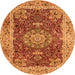 Machine Washable Medallion Orange Traditional Area Rugs, wshtr3170org