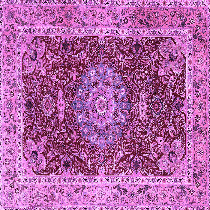 Square Machine Washable Medallion Purple Traditional Area Rugs, wshtr3170pur