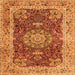 Round Machine Washable Medallion Orange Traditional Area Rugs, wshtr3170org