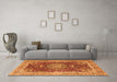 Machine Washable Medallion Orange Traditional Area Rugs in a Living Room, wshtr3170org