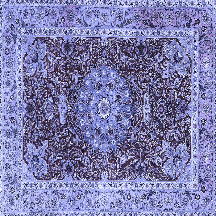 Square Machine Washable Medallion Blue Traditional Rug, wshtr3170blu