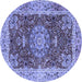 Round Medallion Blue Traditional Rug, tr3170blu