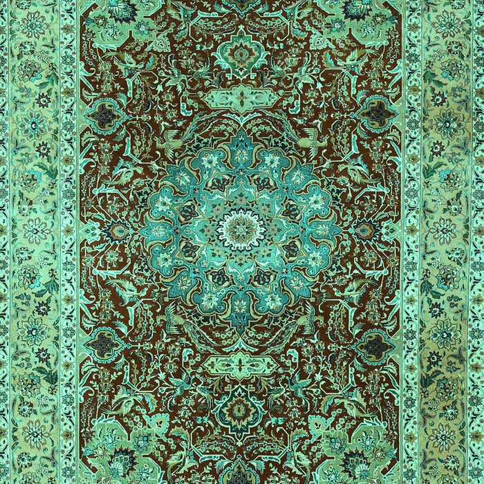 Machine Washable Medallion Turquoise Traditional Area Rugs, wshtr3170turq