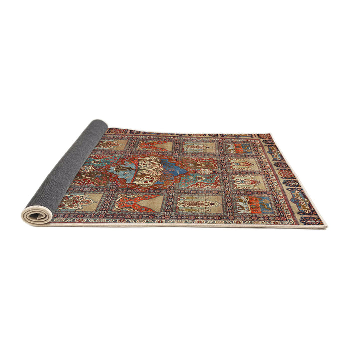 Sideview of Traditional Brown Red Animal Rug, tr3171