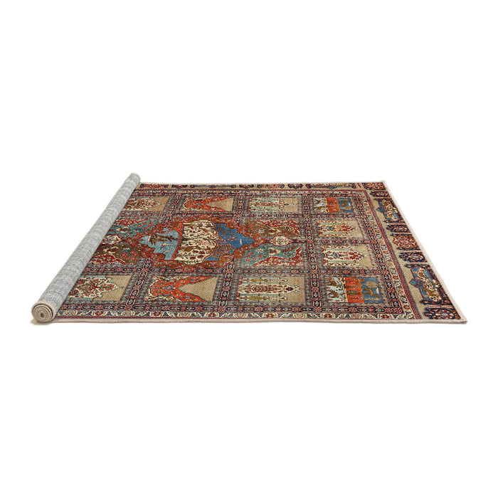 Sideview of Machine Washable Traditional Brown Red Rug, wshtr3171