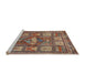Sideview of Machine Washable Traditional Brown Red Rug, wshtr3171