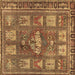 Square Animal Brown Traditional Rug, tr3171brn