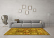 Machine Washable Animal Yellow Traditional Rug in a Living Room, wshtr3171yw