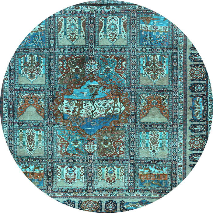 Round Machine Washable Animal Light Blue Traditional Rug, wshtr3171lblu