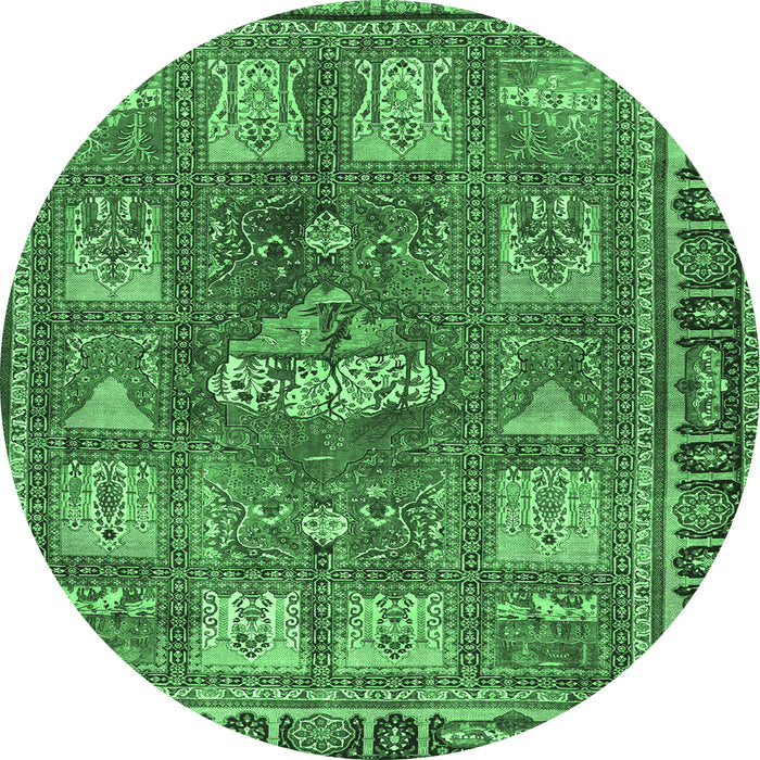 Round Animal Emerald Green Traditional Rug, tr3171emgrn