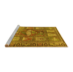 Sideview of Machine Washable Animal Yellow Traditional Rug, wshtr3171yw