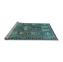 Sideview of Machine Washable Animal Light Blue Traditional Rug, wshtr3171lblu