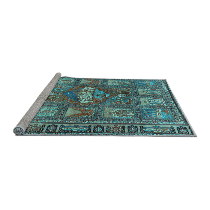 Sideview of Machine Washable Animal Light Blue Traditional Rug, wshtr3171lblu