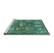 Sideview of Machine Washable Animal Turquoise Traditional Area Rugs, wshtr3171turq