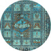 Round Animal Light Blue Traditional Rug, tr3171lblu