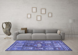 Machine Washable Animal Blue Traditional Rug in a Living Room, wshtr3171blu