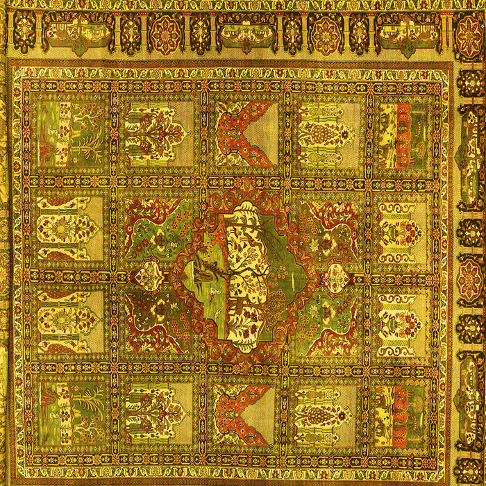 Square Animal Yellow Traditional Rug, tr3171yw