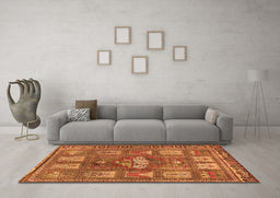 Machine Washable Animal Orange Traditional Area Rugs in a Living Room, wshtr3171org