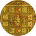 Round Animal Yellow Traditional Rug, tr3171yw