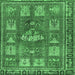 Square Animal Emerald Green Traditional Rug, tr3171emgrn