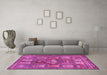 Machine Washable Animal Pink Traditional Rug in a Living Room, wshtr3171pnk