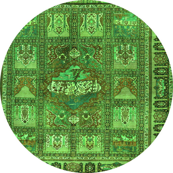 Square Animal Green Traditional Rug, tr3171grn