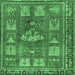 Square Machine Washable Animal Emerald Green Traditional Area Rugs, wshtr3171emgrn