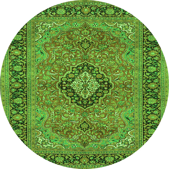 Square Persian Green Traditional Rug, tr3172grn