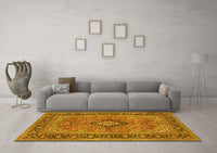 Machine Washable Persian Yellow Traditional Rug, wshtr3172yw