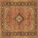 Square Machine Washable Persian Brown Traditional Rug, wshtr3172brn