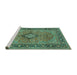 Sideview of Machine Washable Persian Turquoise Traditional Area Rugs, wshtr3172turq