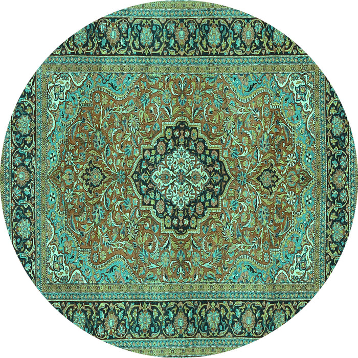 Round Persian Turquoise Traditional Rug, tr3172turq
