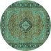 Round Persian Turquoise Traditional Rug, tr3172turq