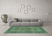 Machine Washable Persian Turquoise Traditional Area Rugs in a Living Room,, wshtr3172turq