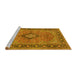 Sideview of Machine Washable Persian Yellow Traditional Rug, wshtr3172yw