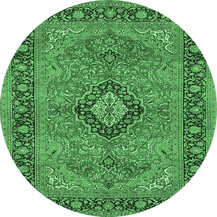 Round Persian Emerald Green Traditional Rug, tr3172emgrn
