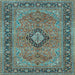 Square Machine Washable Persian Light Blue Traditional Rug, wshtr3172lblu