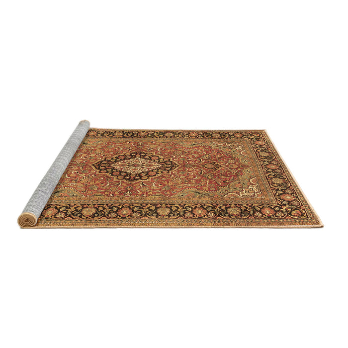 Sideview of Machine Washable Persian Brown Traditional Rug, wshtr3172brn