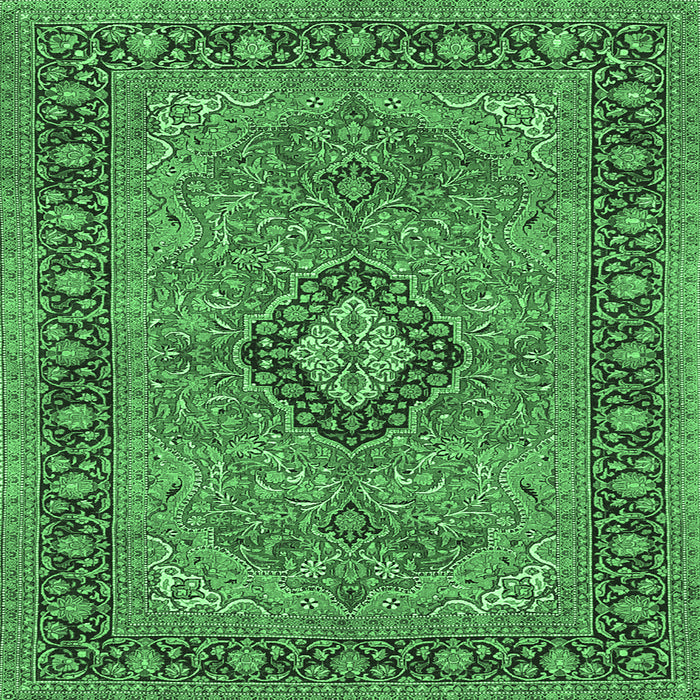 Square Persian Emerald Green Traditional Rug, tr3172emgrn