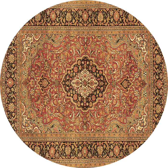Round Persian Brown Traditional Rug, tr3172brn