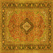 Square Machine Washable Persian Yellow Traditional Rug, wshtr3172yw