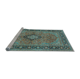 Sideview of Machine Washable Persian Light Blue Traditional Rug, wshtr3172lblu