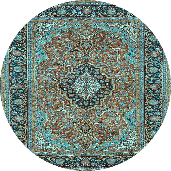 Round Persian Light Blue Traditional Rug, tr3172lblu