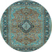 Round Persian Light Blue Traditional Rug, tr3172lblu