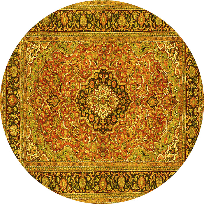 Round Persian Yellow Traditional Rug, tr3172yw