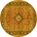 Round Persian Yellow Traditional Rug, tr3172yw