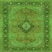 Round Machine Washable Persian Green Traditional Area Rugs, wshtr3172grn