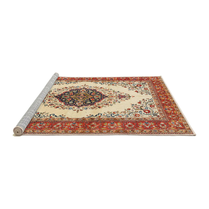Sideview of Machine Washable Traditional Red Rug, wshtr3173